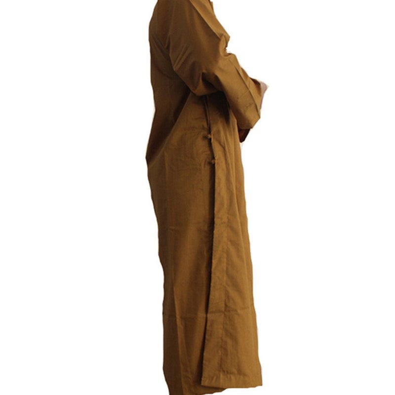 ZUODOOKU Long Cotton Kung Fu Shaolin Monk Robe Lay Master Zen Buddhist Meditation Gown XL - Image 2